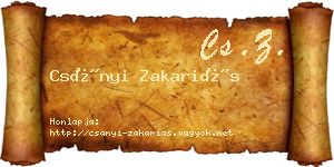 Csányi Zakariás névjegykártya